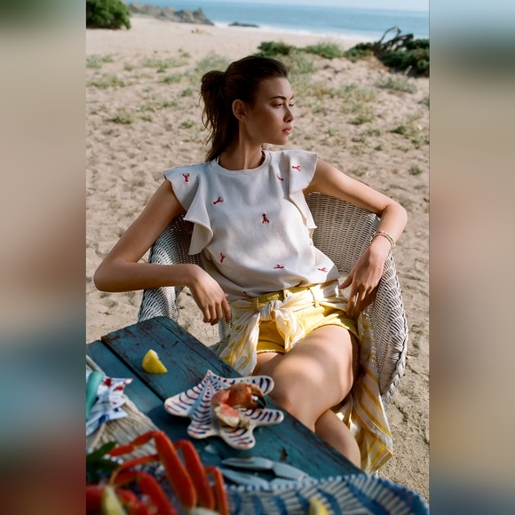 White Top with Red Lobster Print - Picture 1 of 5